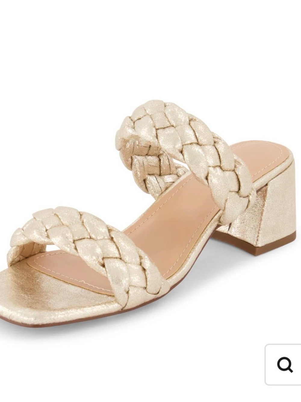 Onyx Braided Double-Strap Block Heel Sandal - Gold size 6.5